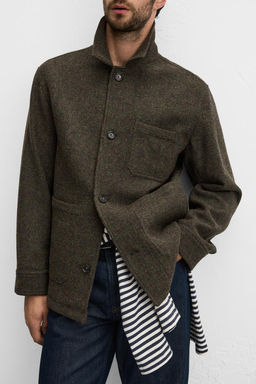 WOOL OVERSHIRT WITH POCKETS - Zara фото 5