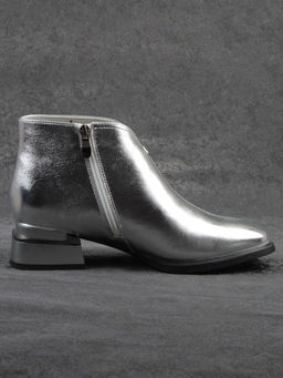 01-B50B-96C GREY/SILVER Ботинки демисезонные женские (натуральная кожа, байка)