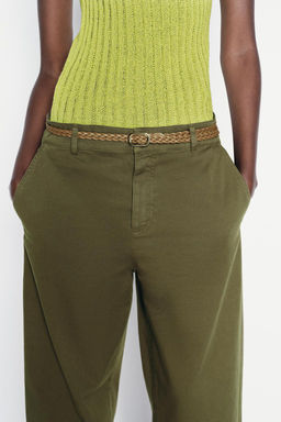 CHINO TROUSERS WITH BRAIDED BELT - Zara фото 25