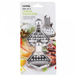 Соковыжималка для лимона из нержавеющей стали, 6,6х8х3,5см, ручная, 2 штуки, в блистере (Китай)