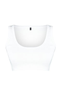 Beyaz Ask?l? Crop Fitilli Esnek Orme Atlet TWOSS24AL00023