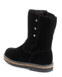 Полусапоги женские на войлочной подошве, Замша, овчина, войлок, лепесток