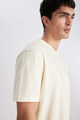 Новая базовая футболка стандартного кроя с круглым вырезом и короткими рукавами из 100% хлопка - Defacto фото 4