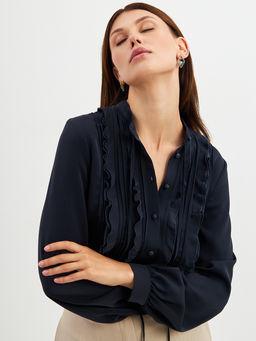 Блузка с рюшами OD-976-2 т.синий