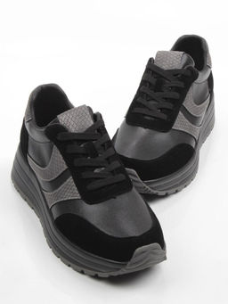 03-A1003-4 BLACK Кроссовки женские (натуральная кожа, натуральная замша) - Фабричный китай фото 10