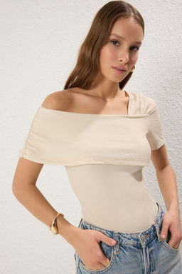 TRENDYOLMILLA Siyah Asimetrik Yakal? Fitted/Vucuda Oturan C?tc?tl? Orme Body TWOSS23BD00060 фото 36