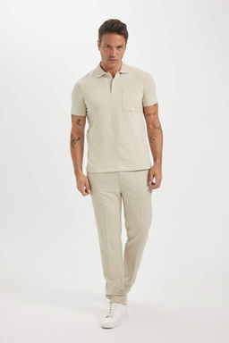 Slim Fit Dar Kesim Basic Duz K?sa Kollu Polo Tisort - Defacto фото 4