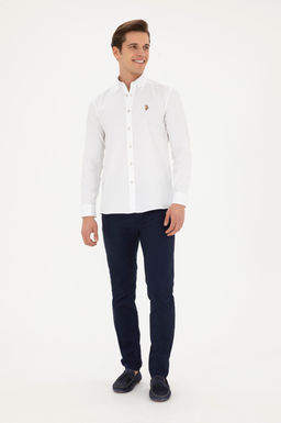 Мужская белая базовая рубашка с длинным рукавом - U.s. polo assn фото 4