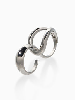 Кольцо на два пальца «Узел», металл, цвет серебро, безразмерное