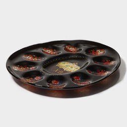 Подставка для яиц Доляна Пасха, 10 ячеек, 24?20.5 см, стекло, чёрная