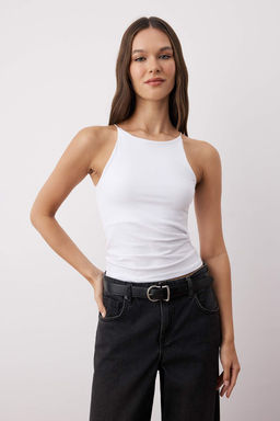 Siyah-Beyaz 2li Paket K?sa Ask?l? Vucuda Oturan Esnek Orme Atlet TWOSS25AL00062 - Trendyolmilla фото 2