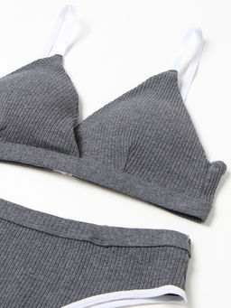 Комплект нижнего белья женский (топ, трусы) Collorista, тёмно-серый, размер 44-46
