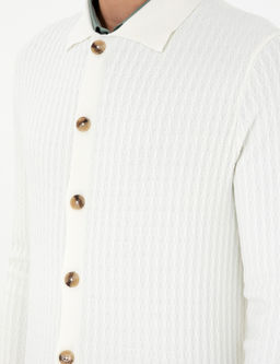 Трикотажный кардиган стандартного кроя цвета экрю - Cacharel фото 7