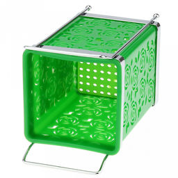 Подставка хромированная для столовых приборов "Розы" 12х10х18см, на ножках, пластмассовая вставка 10х10см h13,5см, цвета в ассортименте: белый, розовый, зеленый (Китай)