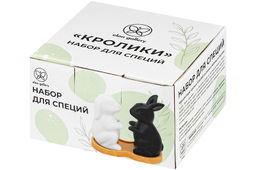 Набор д/специй 2 пр. 10,5*5,8*9,8 см "Кролики" на дер. подставке