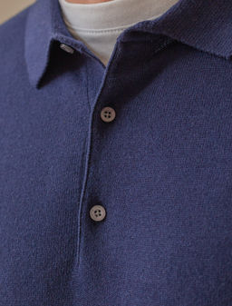 Джемпер-поло Vilatte из хлопка с нейлоном темно-синий  фото 2