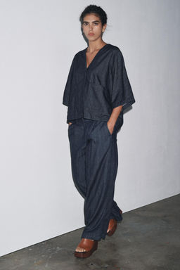 ZARA WOMAN COLLECTION RELAXED DENIM SHIRT