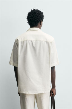 Рубашка Camisa Algodon Lino из льна бежевого цвета