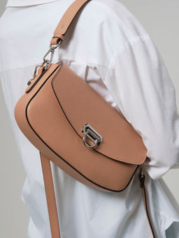 Сумка кожаная на плечо Azaro 31049 бежевая нуга