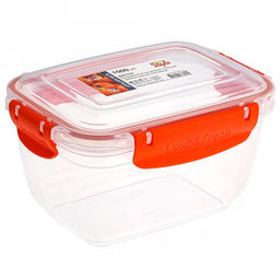 Контейнер для продуктов пластмассовый Мастер 1л, глубокий, прямоугольный, с клипсами, воздухонепроницаемый (герметичный), съемный силиконовый уплотнитель, подходит для СВЧ, цвета микс (Россия)