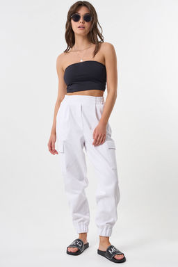 Брюки карго из плотного хлопка под деним белые