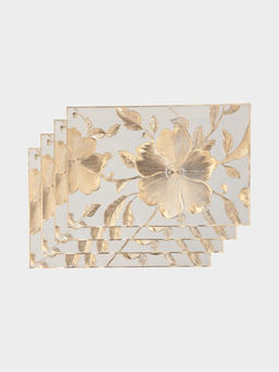 Набор салфеток для стола Доляна «Цветы», 44.5×30 см, 4 шт., ПВХ, золотистый