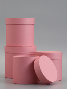 Набор шляпных коробок  4 в 1 "Пудра", 18 × 18 ‒14 × 14 см