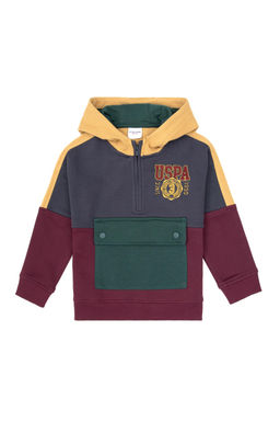 Erkek _ocuk Bordo Kap__onlu Sweatshirt