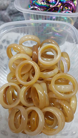 Кольцо из камня гладкое Цитриновый агат для привлечения удачи, счастья и благополучия размеры 16-19мм