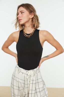 Siyah Halter Yaka Vucuda Oturan Esnek Alttan C?tc?tl? Orme Body TWOSS20BD0044