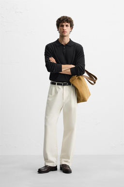 KNIT COTTON - SILK POLO SHIRT