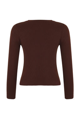 Kahverengi Basic Fitilli Triko Kazak TWOAW22KZ1708