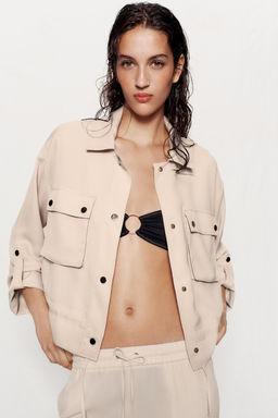 CHAQUETA SAFARI MANGA REMANGADA / Beige - Zara фото 2