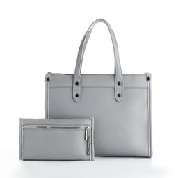 Сумка женская тоут TEXTURA на молнии, с кошельком, 30×10×24 см, серый