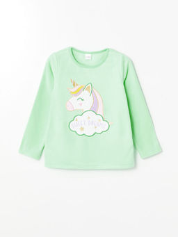 Bisiklet Yaka Polar K?z ?ocuk Pijama ?st