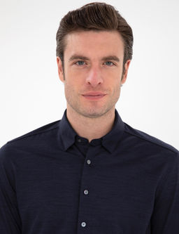 Безусловная рубашка с длинным рукавом с темно -синим - Cacharel фото 2