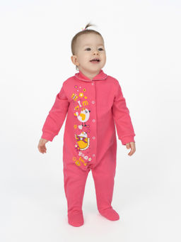 Комбинезон ясельный фуксия принт птички