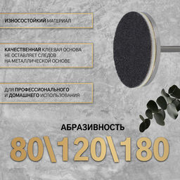 Набор для аппаратного педикюра, основа, диски 60 шт., d=25 мм, абразивность 80/120/180