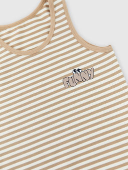 Майка для мальчиков белая в бежевую полоску - Mark formelle фото 3