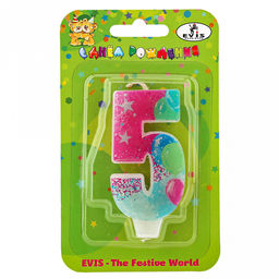 Свеча для торта "День рождения-22" 4,4х1,2х7,7см, парафин, "Цифра 5" (Россия)