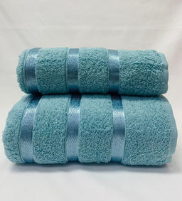 Комплект полотенец (подарочная упаковка) Gulcan SWAN 2 шт. (50x90, 70x140) СИНЕ-ЗЕЛЕНЫЙ