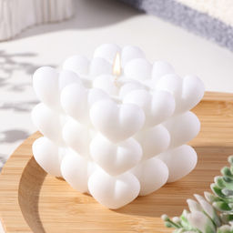 Свеча декоративная Бабл Сердце, 6 см, белая