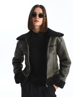 G?mlek Yaka D?z S?et G?r?n?ml? Kad?n Mont