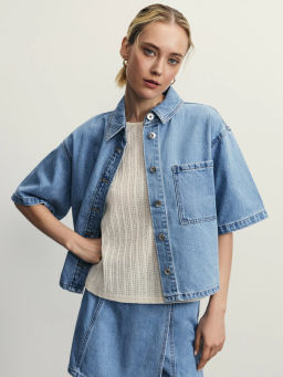 Джинсовая рубашка с коротким рукавом / Zarina