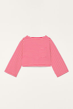 LIMITED EDITION STRIPED CROPPED T-SHIRT WITH POCKET - Zara фото 6