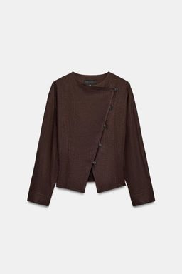 CHAQUETA CRUZADA CON LINO / Marr?n chocolate - Zara фото 4