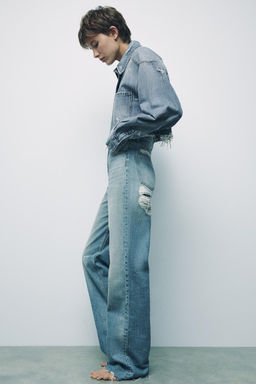 TRF WIDE-LEG HIGH-WAIST FULL LENGTH JEANS - Zara фото 3