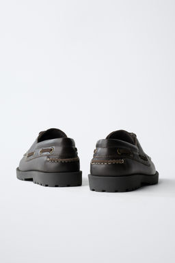 COMBINED LEATHER DECK SHOES - Zara фото 6