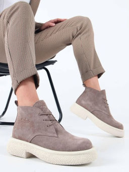 Ботинки 308.агатаw. капучино замш / Байка