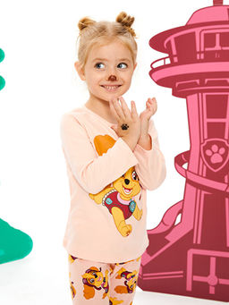 Bisiklet Yaka Uzun Kollu Paw Patrol Bask?l? K?z Bebek Pijama Tak?m